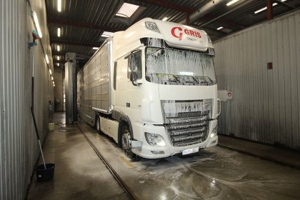 Many trucks leave Denmark to transport pigs out of the country. When the empty vehicles return, each must be washed and disinfected and receive approval before collecting more pigs. Photo: Vincent ter Beek Many trucks leave Denmark to transport pigs out of the country. When the empty vehicles return, each must be washed and disinfected and receive approval before collecting more pigs. Photo: Vincent ter Beek