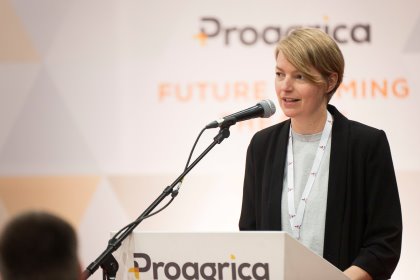 Emmy Koeleman, editor Dairy Global, chaired a Future Farming session on dairy production. Photo: Koos Groenewold Emmy Koeleman, editor Dairy Global, chaired a Future Farming session on dairy production. Photo: Koos Groenewold