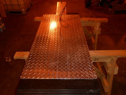 Current prototypes of Purdue sow cooling pad. Photo: Allan Schinckel Current prototypes of Purdue sow cooling pad. Photo: Allan Schinckel