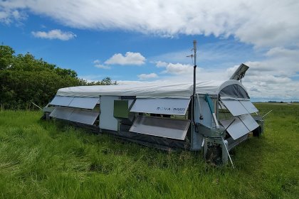 The outside of a mobile pig home looks quite similar to regular mobile homes. - Photo: Ukko Robotics The outside of a mobile pig home looks quite similar to regular mobile homes. - Photo: Ukko Robotics