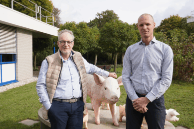Dr Ruud Segers (left), head of R&D for swine and ruminant biologicals at MSD Animal Health; Dr Erwin van den Born, senior project leader R&D swine biologicals at MSD Animal Health and in charge of the company’s ASF project. 