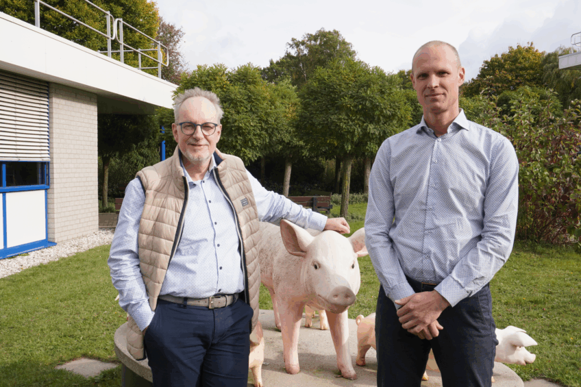 Dr Ruud Segers (left), head of R&D for swine and ruminant biologicals at MSD Animal Health; Dr Erwin van den Born, senior project leader R&D swine biologicals at MSD Animal Health and in charge of the company’s ASF project. 