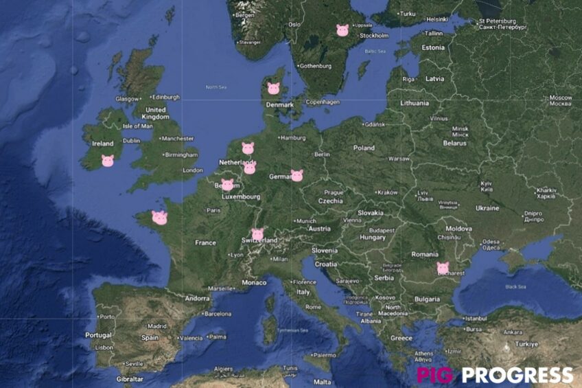 All over Europe in 11 pig farms in 2025