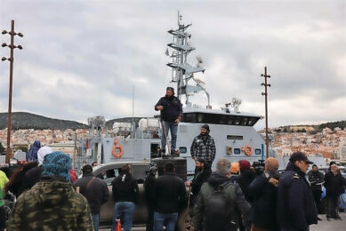 Protesting farmers blocking the port of Mytilini on the island of Lesvos. Photo: EPA | Elias Marcou | ANP